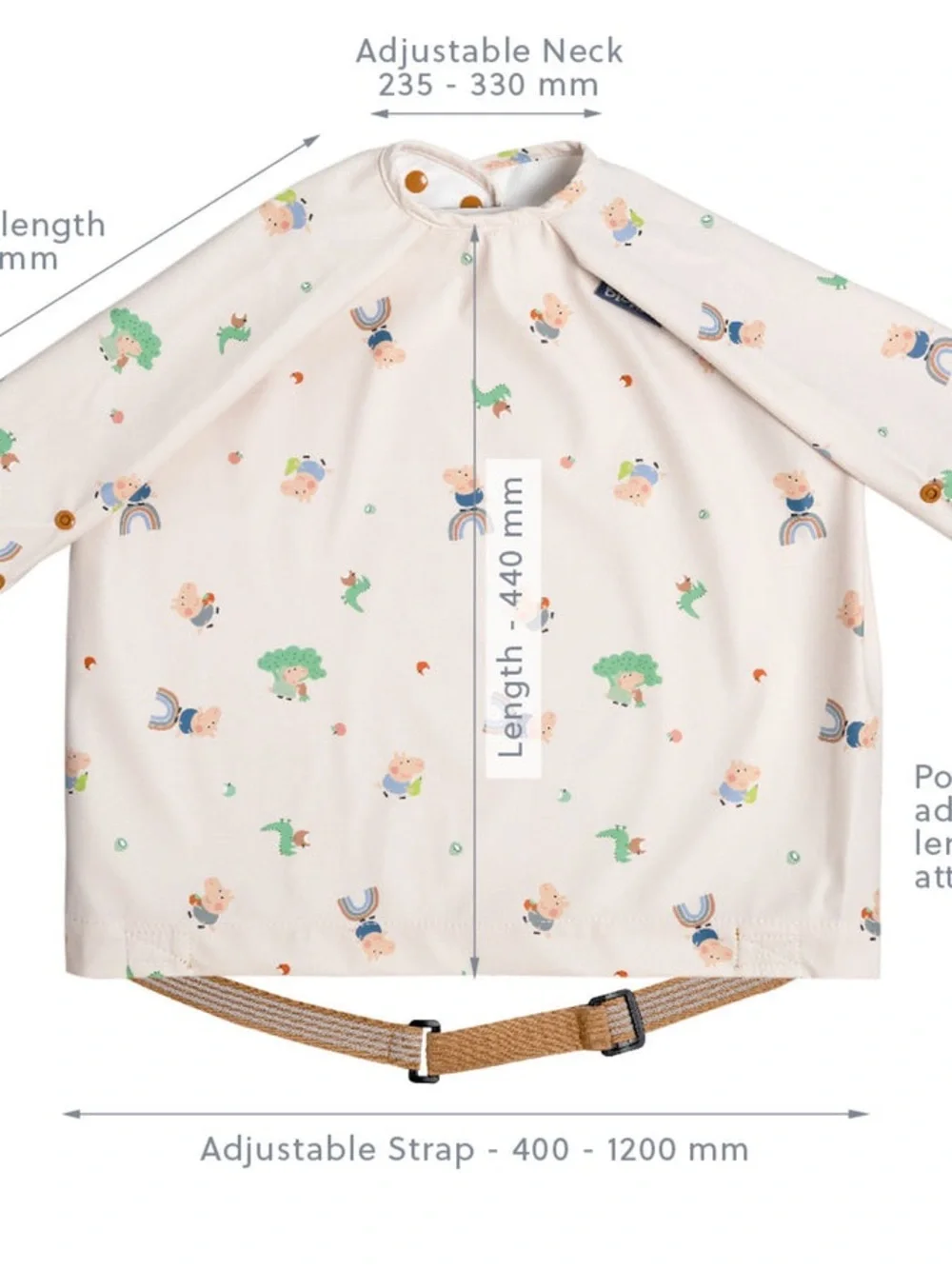 BiBADO Long Sleeve Coverall Weaning Bib George Peppa Pig 6-36 Months Waterproof